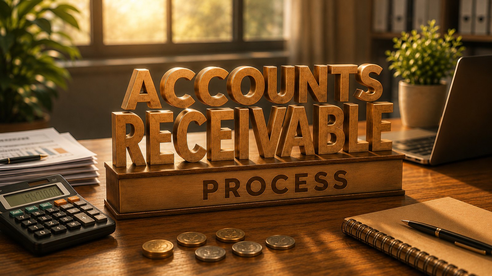 Accounts receivable process displayed on an accountant’s desk with working papers
